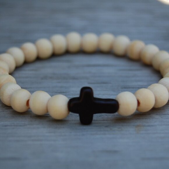 Cross Bracelet,Wood Bracelet,Cross Wooden Bracelet - Picture 2 of 2